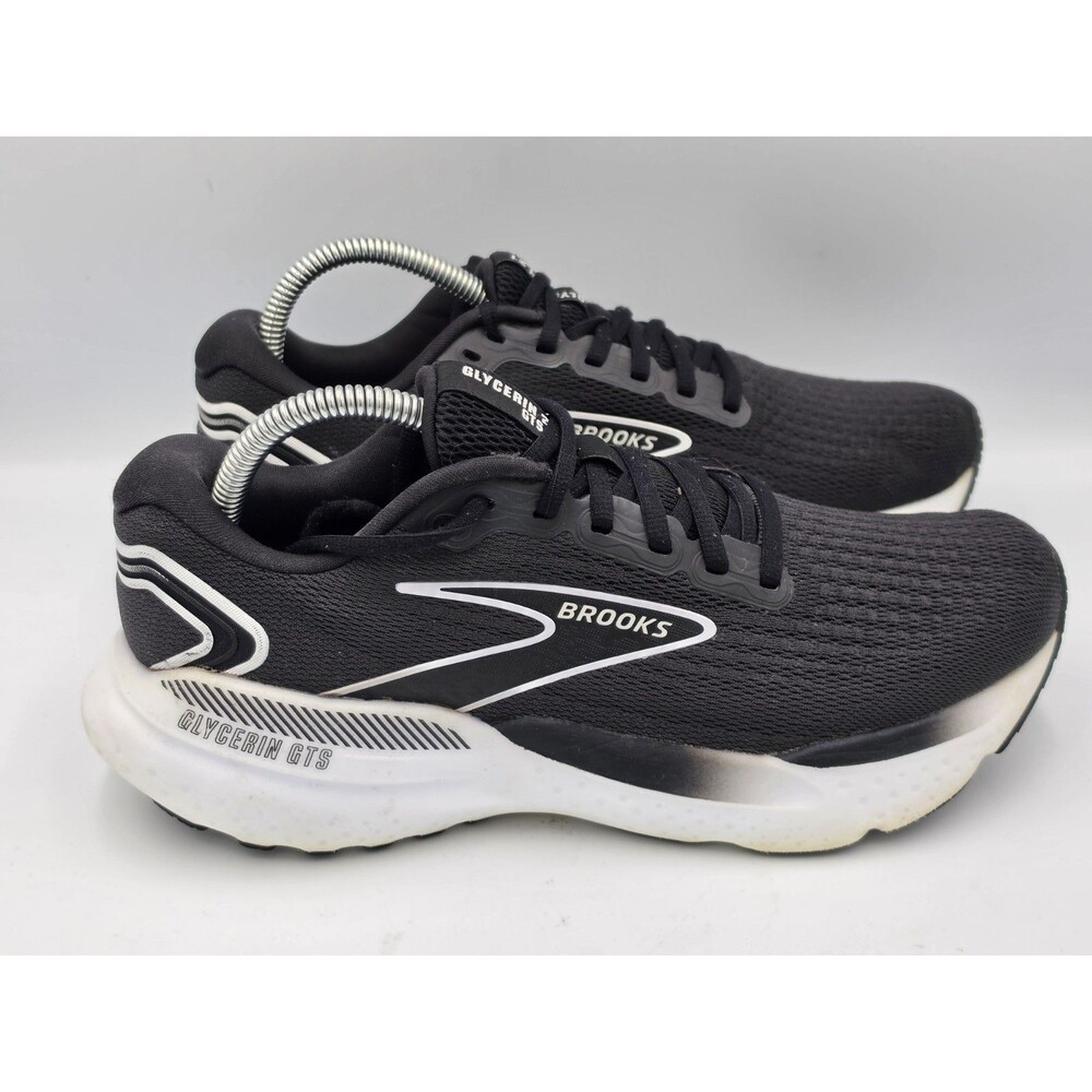 BROOKS  Glycerin GTS 21 Women’s Black White Running Shoes Size 9.5 D Wide